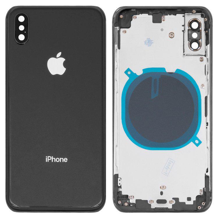 

Корпус для iPhone XS, чорний, з тримачем SIM-карти, з боковими кнопками