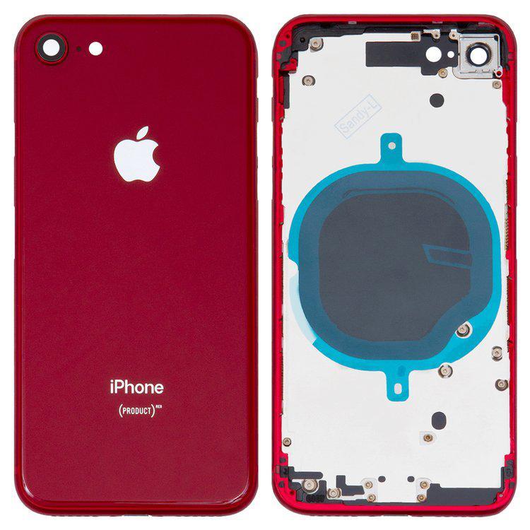 

Корпус для iPhone 8, червоний, з тримачем SIM-карти, з боковими кнопками