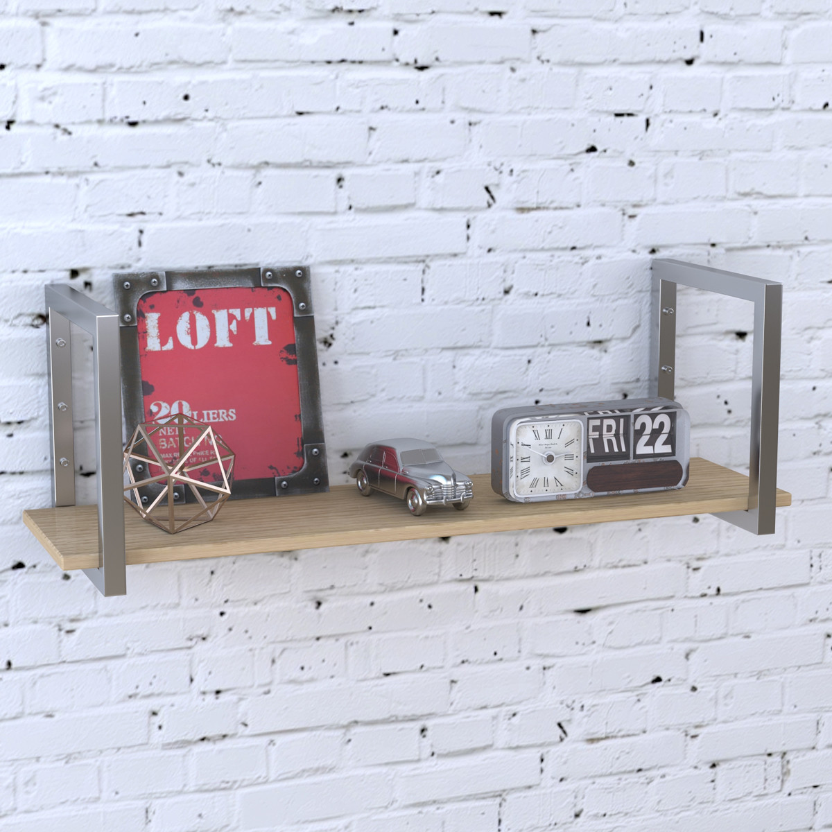 

Полка PL-1-16 Loft Design Дуб Борас длина полки 92 см Серебристый