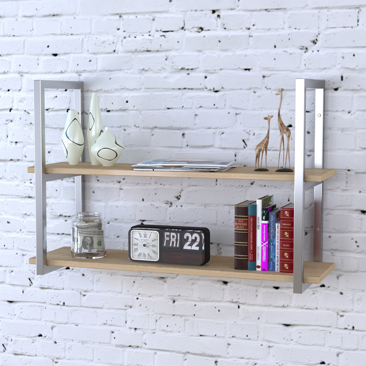 

Полка PL-2-16 Loft Design Дуб Борас 92 см Серебристый