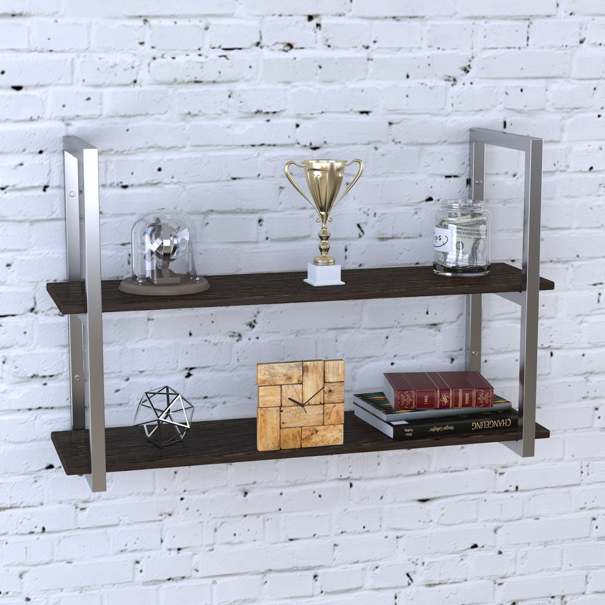 

Полка PL-2-16 Loft Design Венге Корсика длина полки 92 см Серебристый