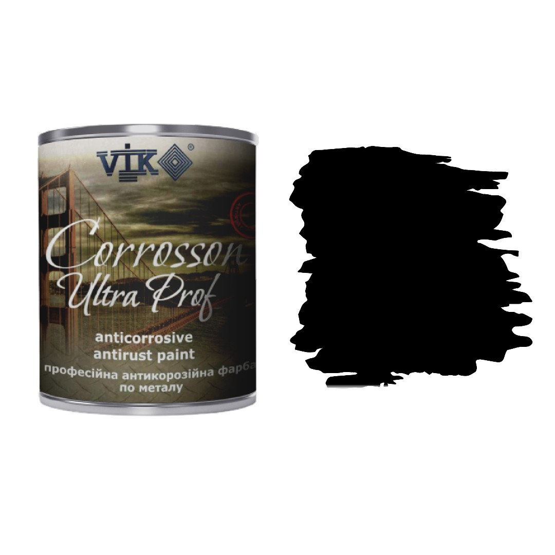 

Профессиональная краска по металлу VIK Ultra Prof Corrosion 2 кг Черный матовый
