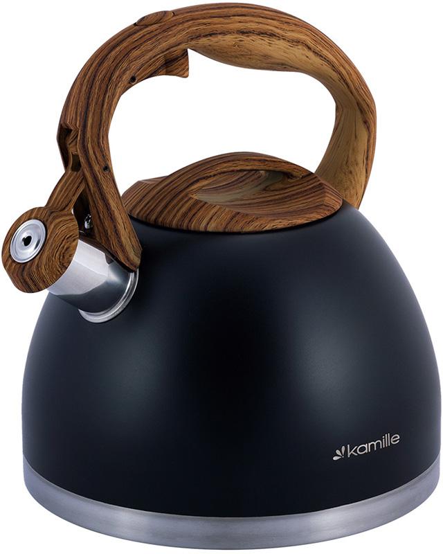 

Чайник Kamille Whistling Kettle Black 2.7 л из нержавеющей стали со свистком, многослойное дно, индукция
