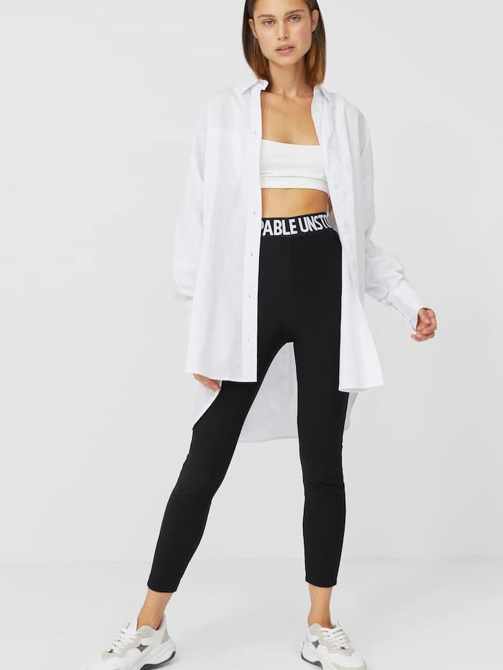 

Спортивные леггинсы Stradivarius 4632/526/001 M Черные с белым