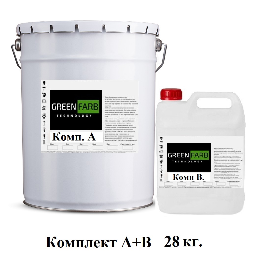 

Грунт-Эмаль GREENFARB эпоксид полиуретановая комплект 28 кг Ral 5005