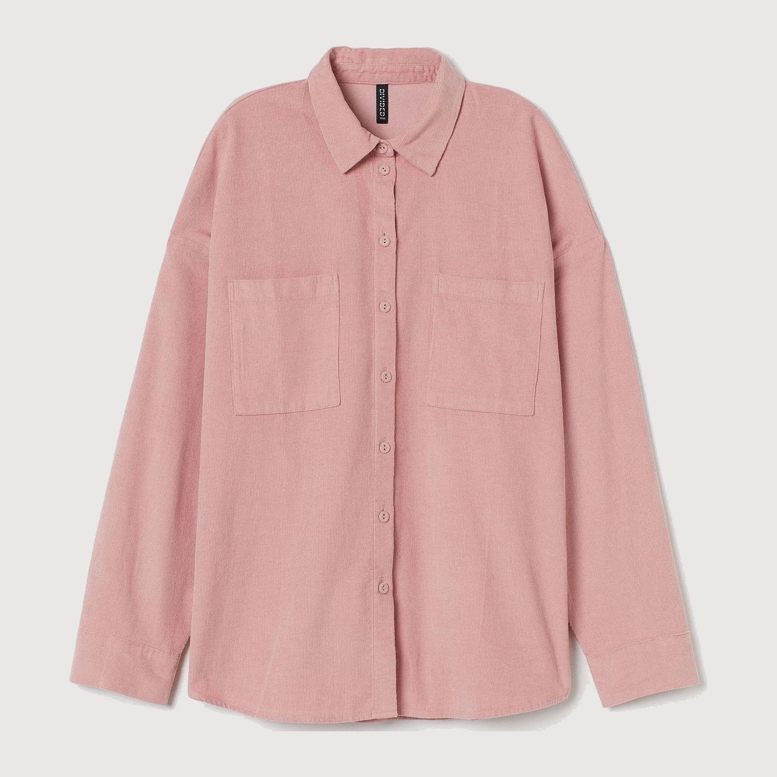 

Рубашка вельветовая H&M 8717102-ACWV S Розовая