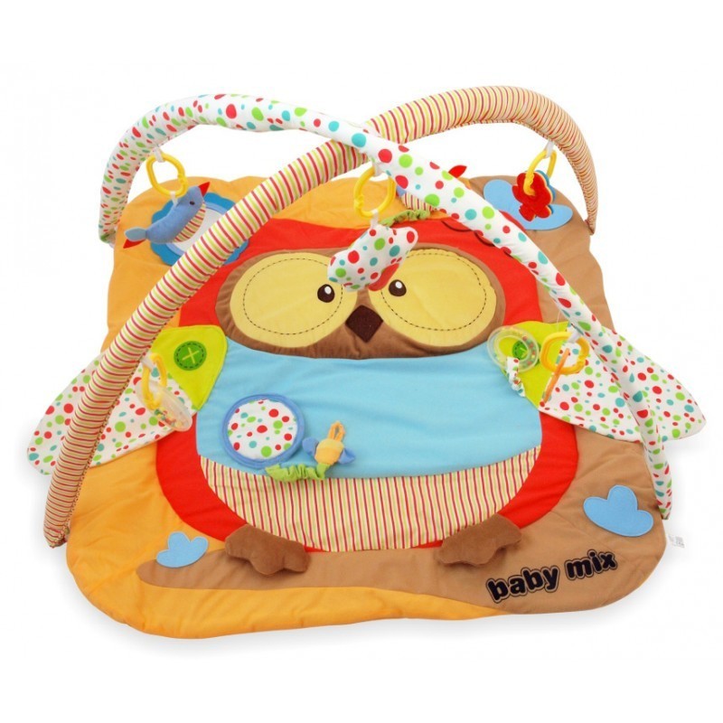

Детский игровой разноцветный коврик с подвесными игрушками Baby Mix Сова.