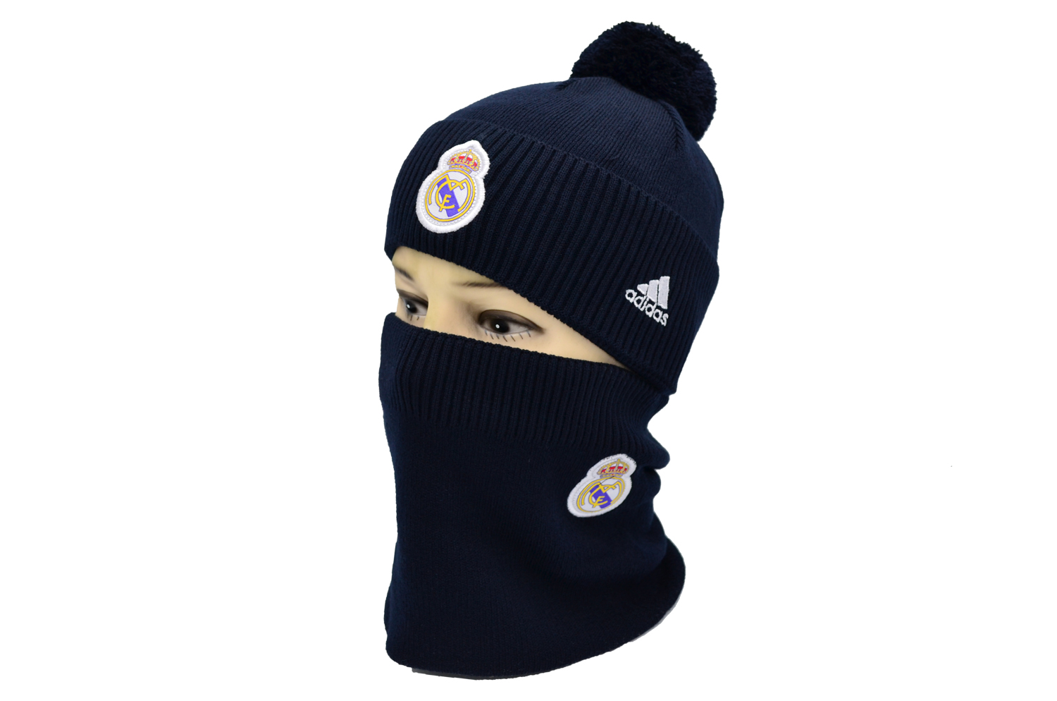

Комплект Flexfit шапка з помпоном и снуд FC Real Madrid Темно-синий (F-0918-79)