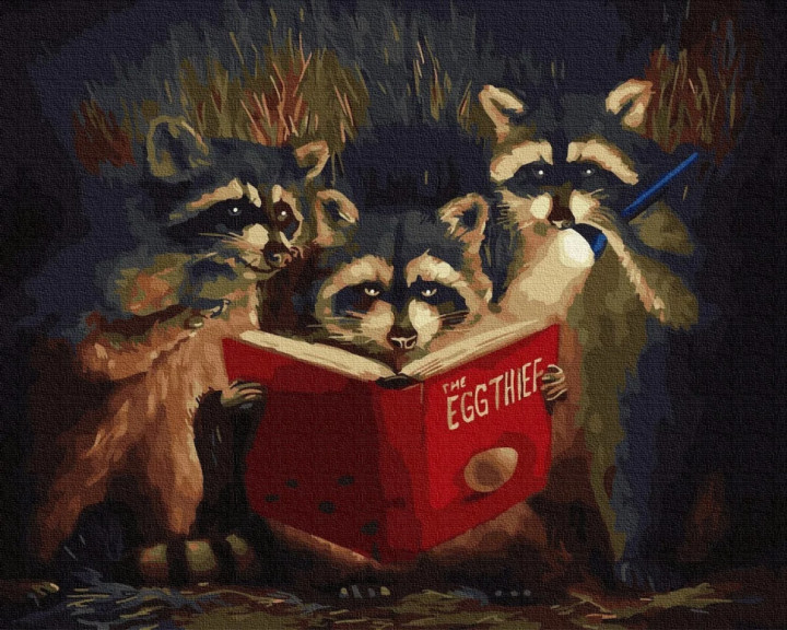 

Картина по номерам без коробки Paintboy Еноты с книгой 40х50см (GX 31583)