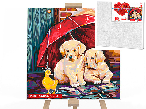 

Креативная творчество "PAINTING BY NUMBERS" 40х40см "Щенки под зонтиком" KpNe-40х40-02-07 Danko Toys