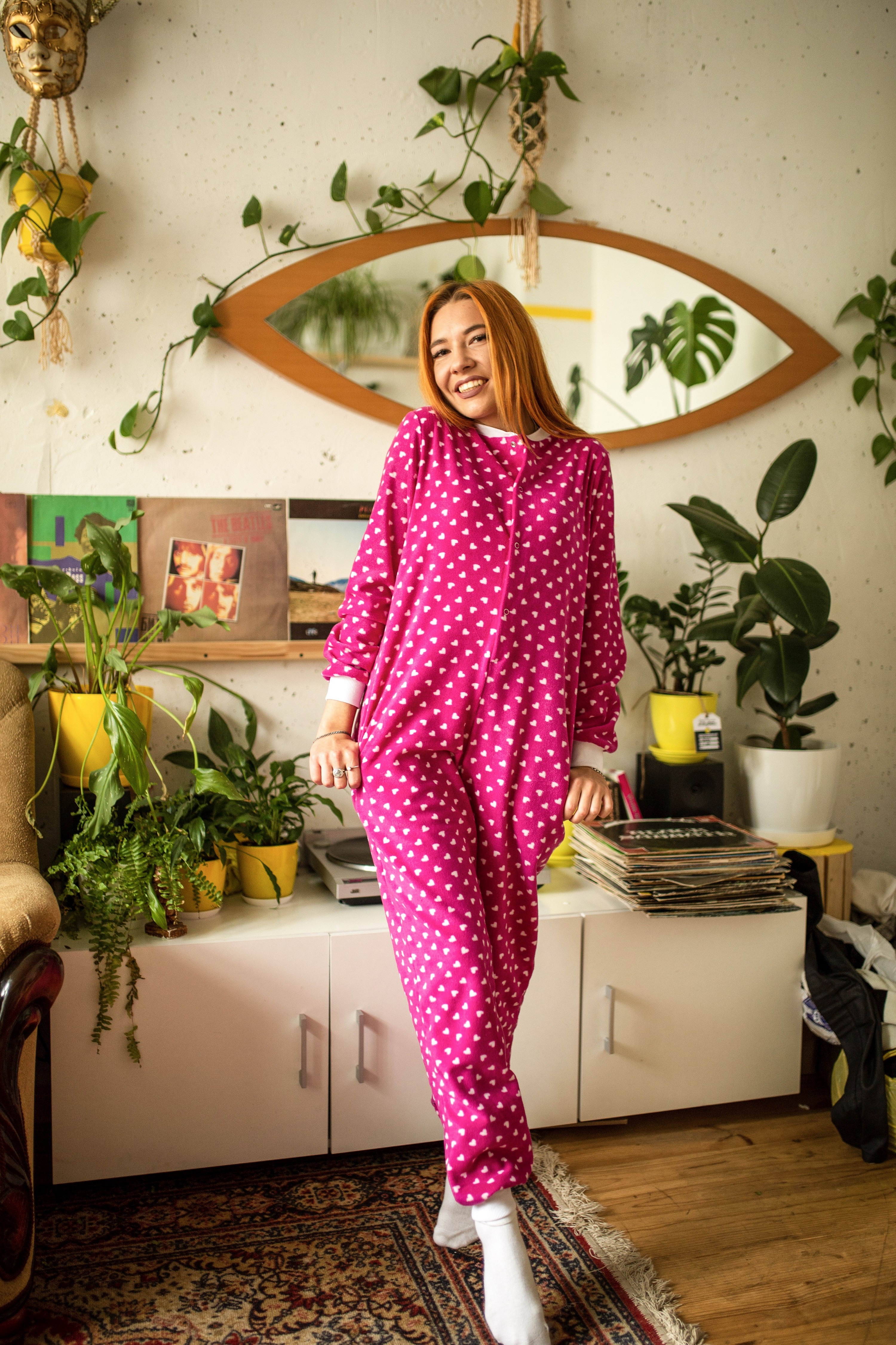 

Флисовая пижама-комбинезон Pijama po fanu  малиновая 111111, Флисовая пижама-комбинезон Pijama po fanu XS малиновая 111111