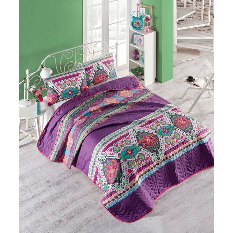 

Покрывало стеганное с наволочками Eponj Home - Rug fusya фуксия 200х220