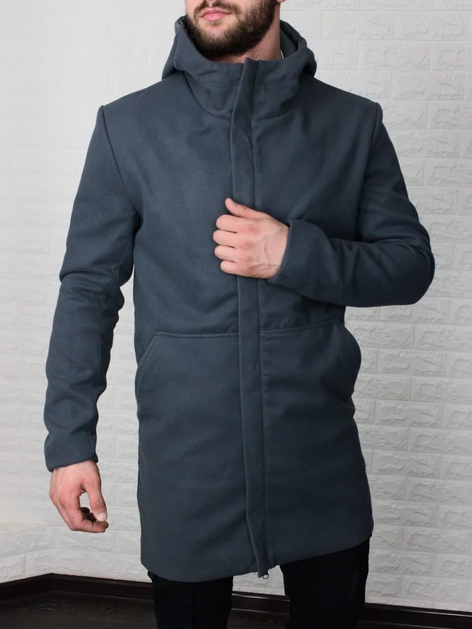 

Пальто кашемировое R.A. Hooded Zipper S серое 1789-1-S