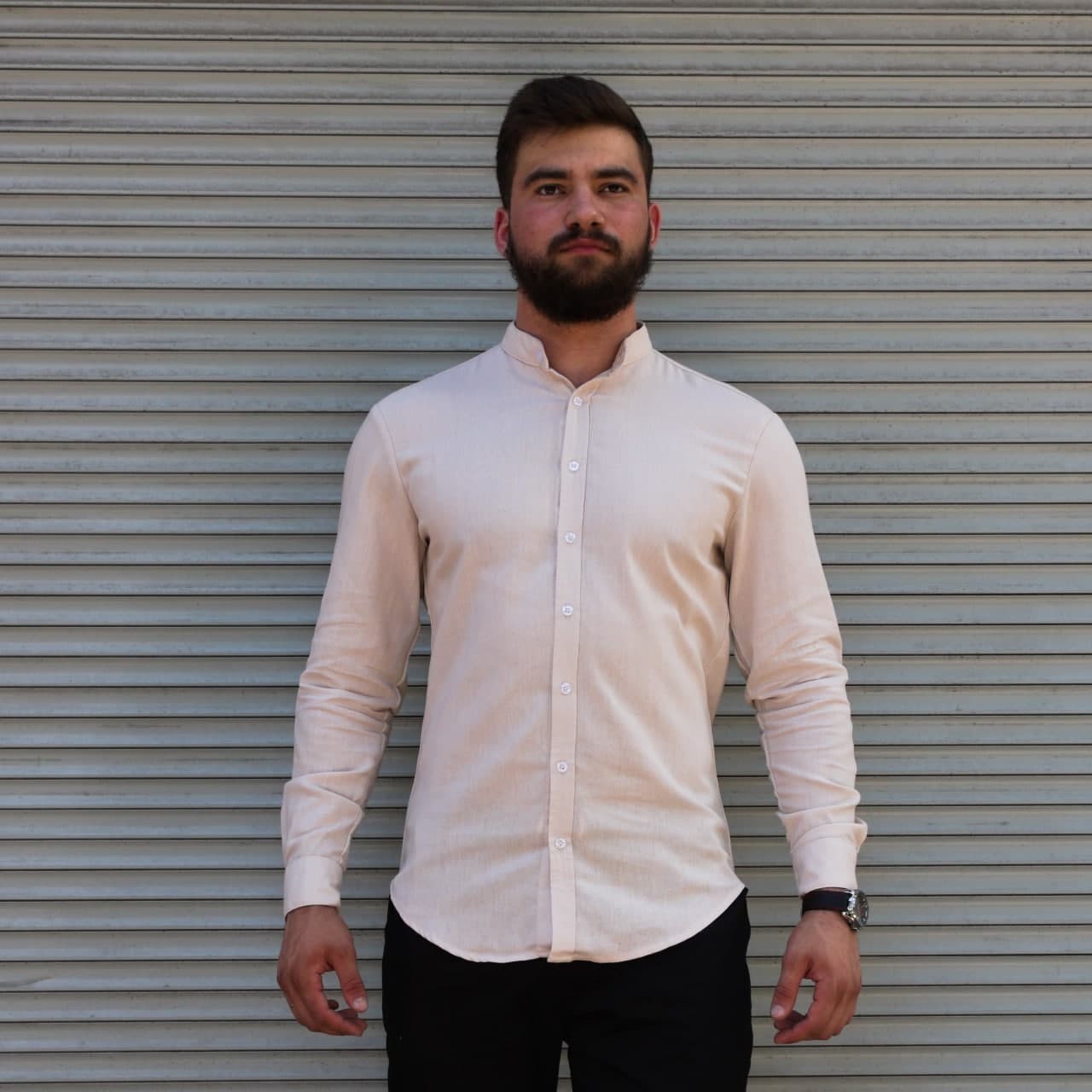 

Рубашка R.A. Long Sleeve Linen S бежевая 1840-S