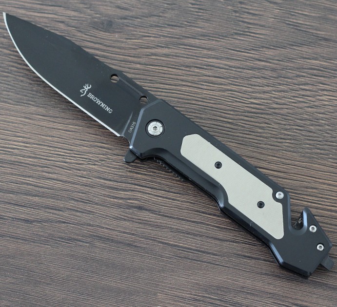 

Складной туристический нож для рыбалки и охоты Browning DA316 со стропорезом черный с вставкиой (DA316)