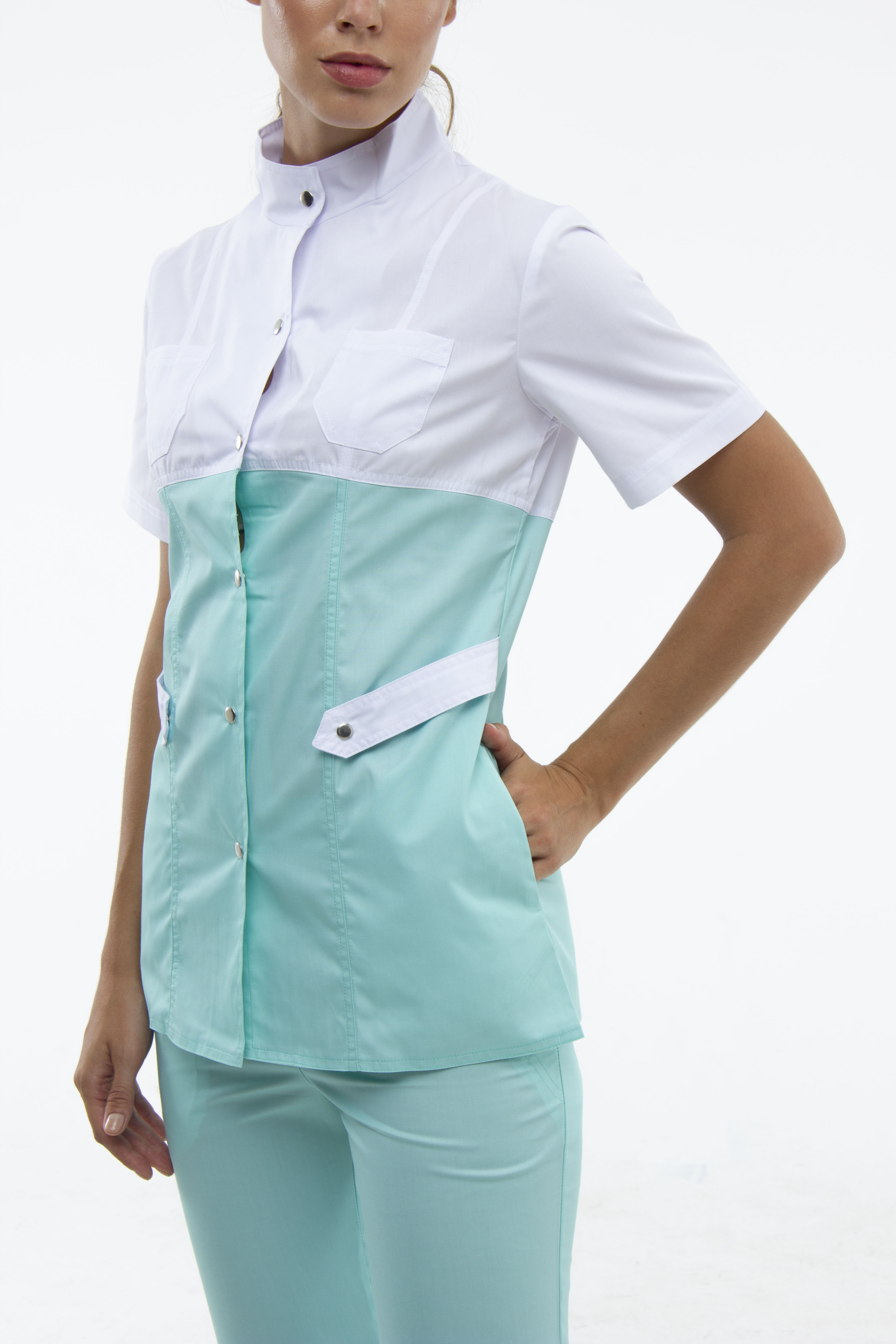 

Костюм медицинский Женский In White 12387 40 Белый/Тиффани