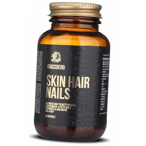 

Витамины для кожи, волос и ногтей, Skin Hair Nails, Grassberg 120капс (36515004)