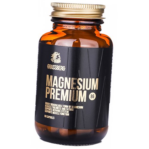 

Магний Витамин В6, Magnesium Premium B6, Grassberg 60капс (36515013)