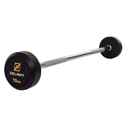 

Штанга фиксированная прямая Rubber Coated Barbell TA-2685 Zelart 15кг Черный (58363066)