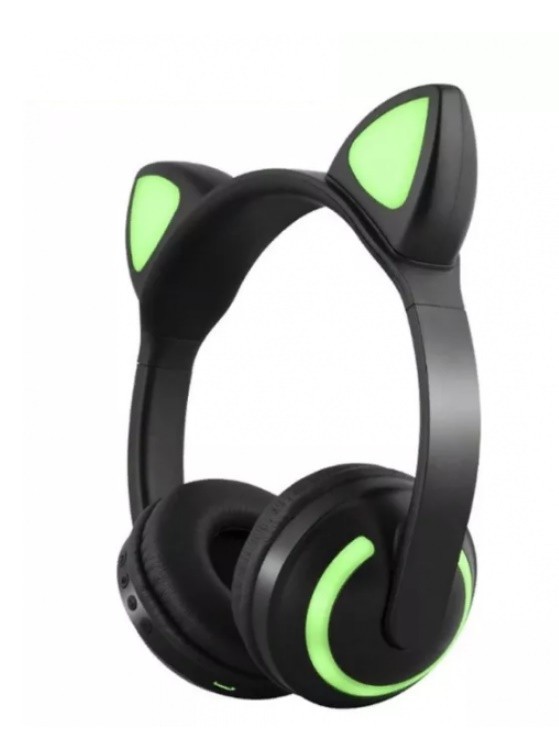 

Bluetooth наушники со светящимися кошачьими ушками зеленые