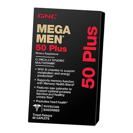 

Витамины для мужчин после 50 лет, Mega Men 50 Plus, GNC 60каплет (36120045)