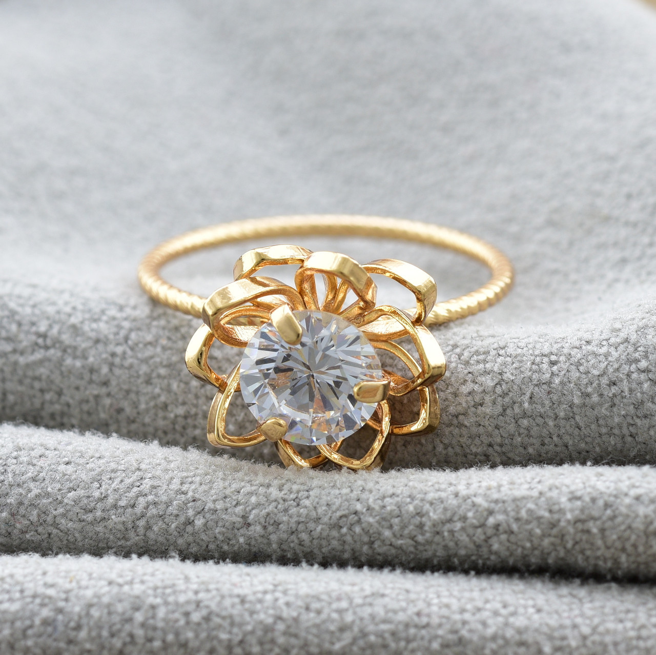 

Каблучка Xuping 15459 білий фіаніт позолота 18К18