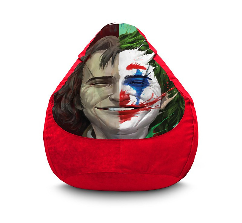 

Кресло мешок iPuff "Joker. Half face" Флок XXL (90x125 см) Красный