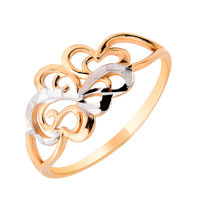 

Золотое кольцо в комбинированном цвете с алмазной гранью 000106385 16 размера