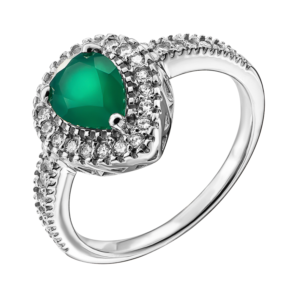 

Серебряное кольцо с агатом и фианитами 000137596 16.5 размера