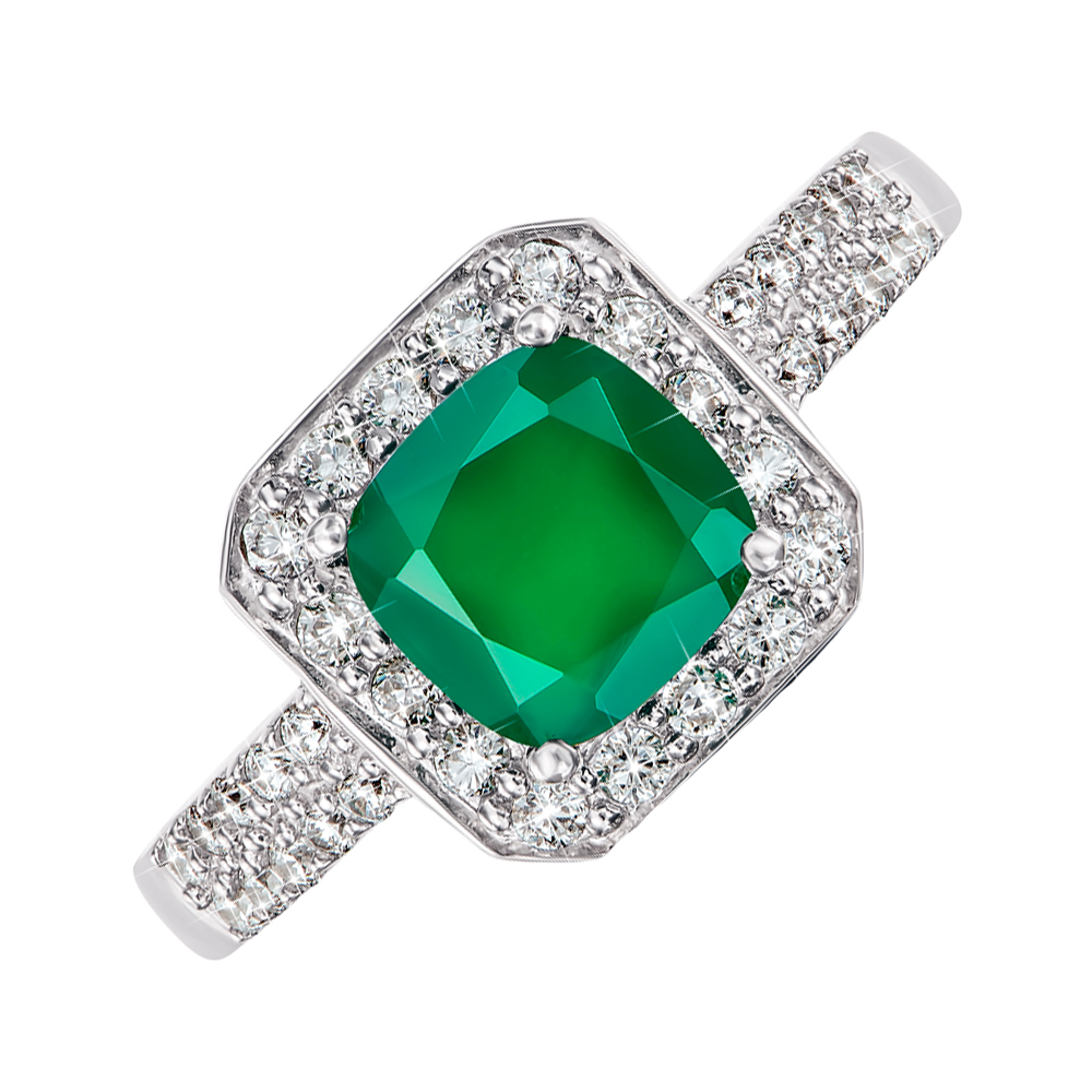 

Серебряное кольцо с агатом и фианитами 000146820 16.5 размера