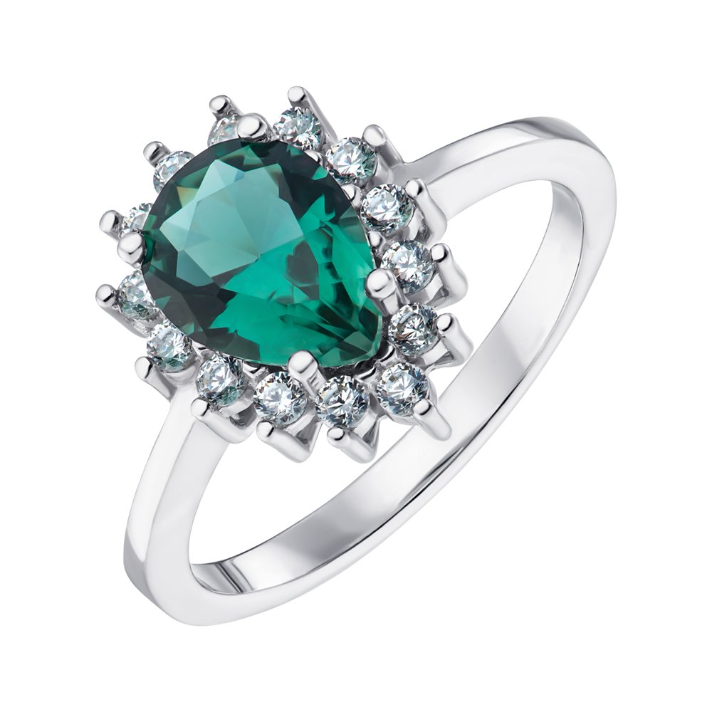 

Серебряное кольцо с синтезированным кварцем и цирконием 000146509 16 размера