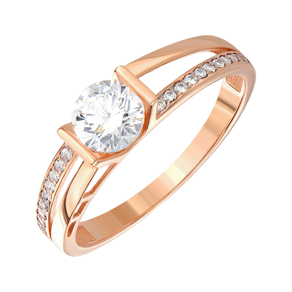 

Кольцо из красного золота с цирконием Swarovski 000146046 18 размера