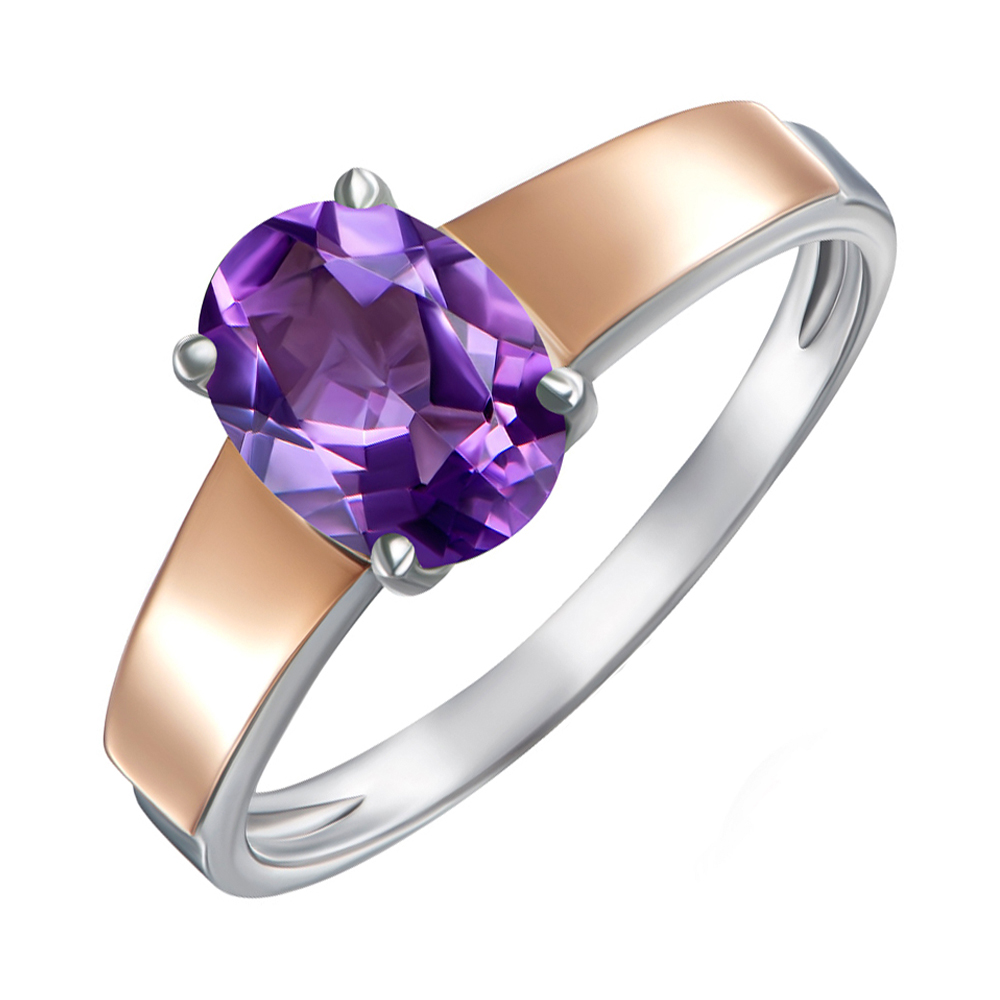 

Серебряное кольцо с золотыми накладками и аметистом 000136367 17 размера