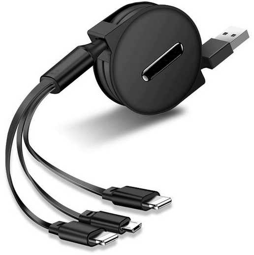 

Кабель Masslinna 3 в 1 Lightning + Micro USB + Type-C 1.2 м Black (SC1)