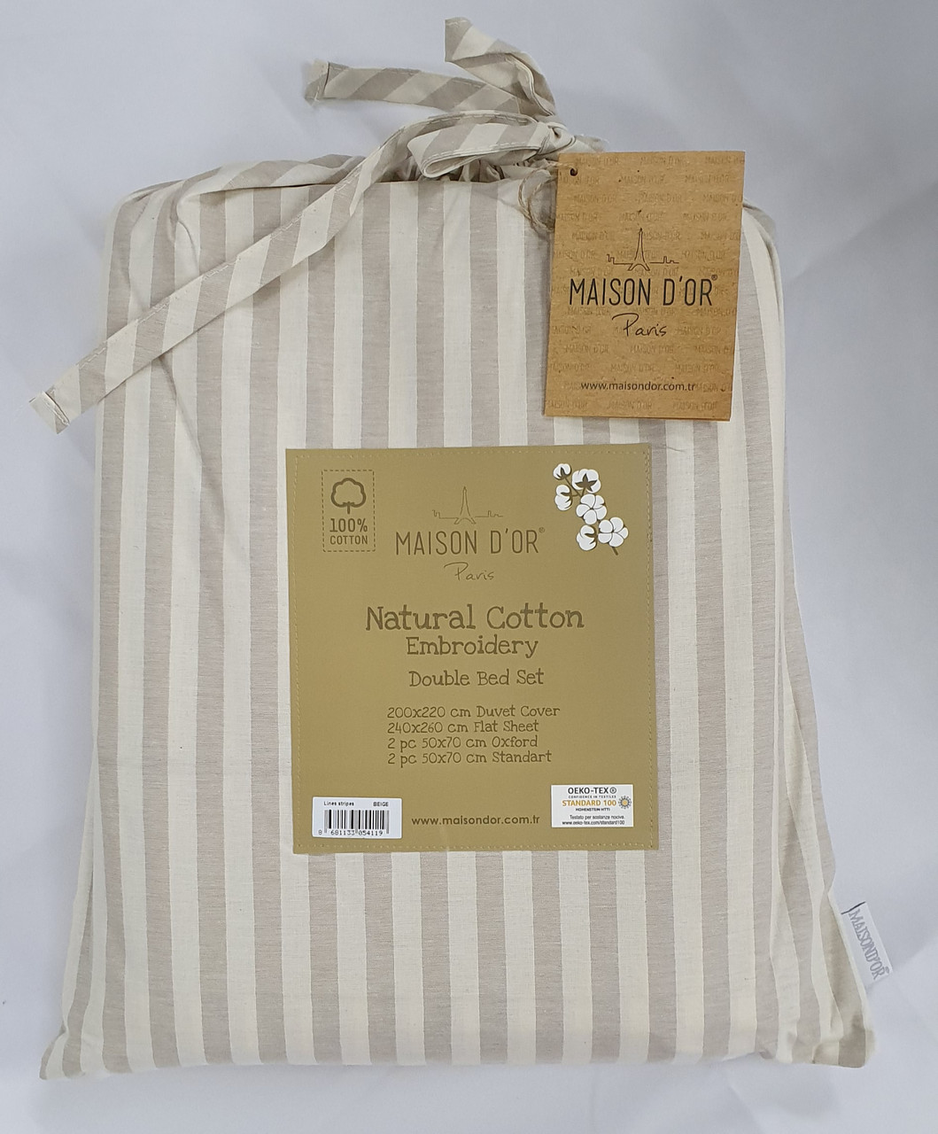 

Постельное белье Maison D'or ранфорс полоска 200х220 Lines Beige