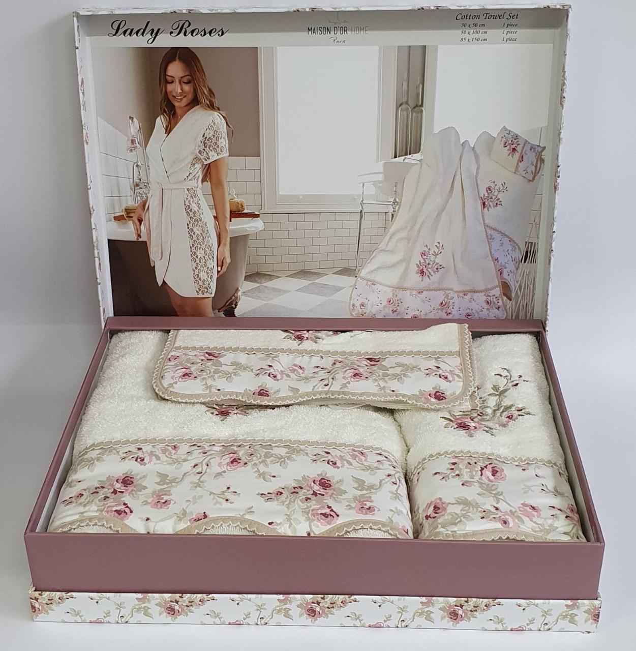 

Полотенца Maison D'or 3шт Lady Roses Ecru-Beige