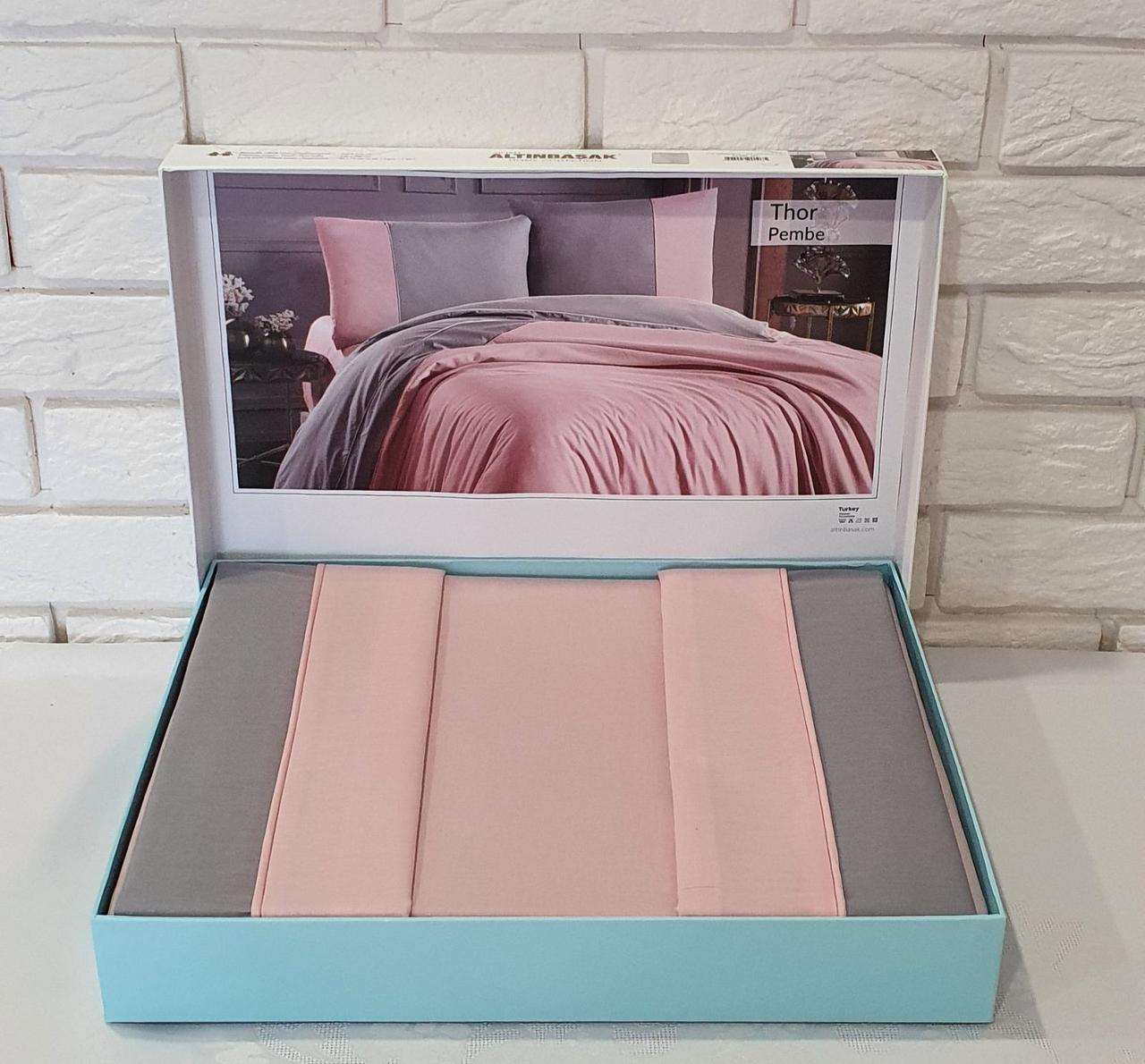 

Постельное белье Altinbasak ранфорс 160x220 Thor Pembe-Gri