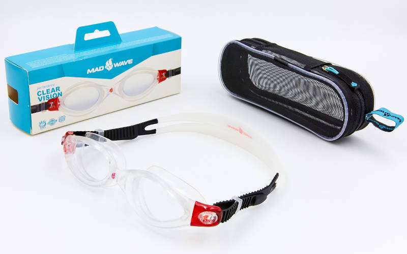 

Очки для плавания MadWave CLEAR VISION Transparent- Red M043106