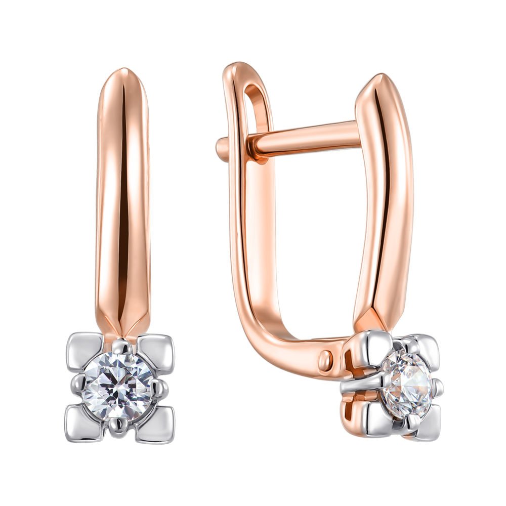 

Серьги из комбинированного золота с фианитами Swarovski 000122816