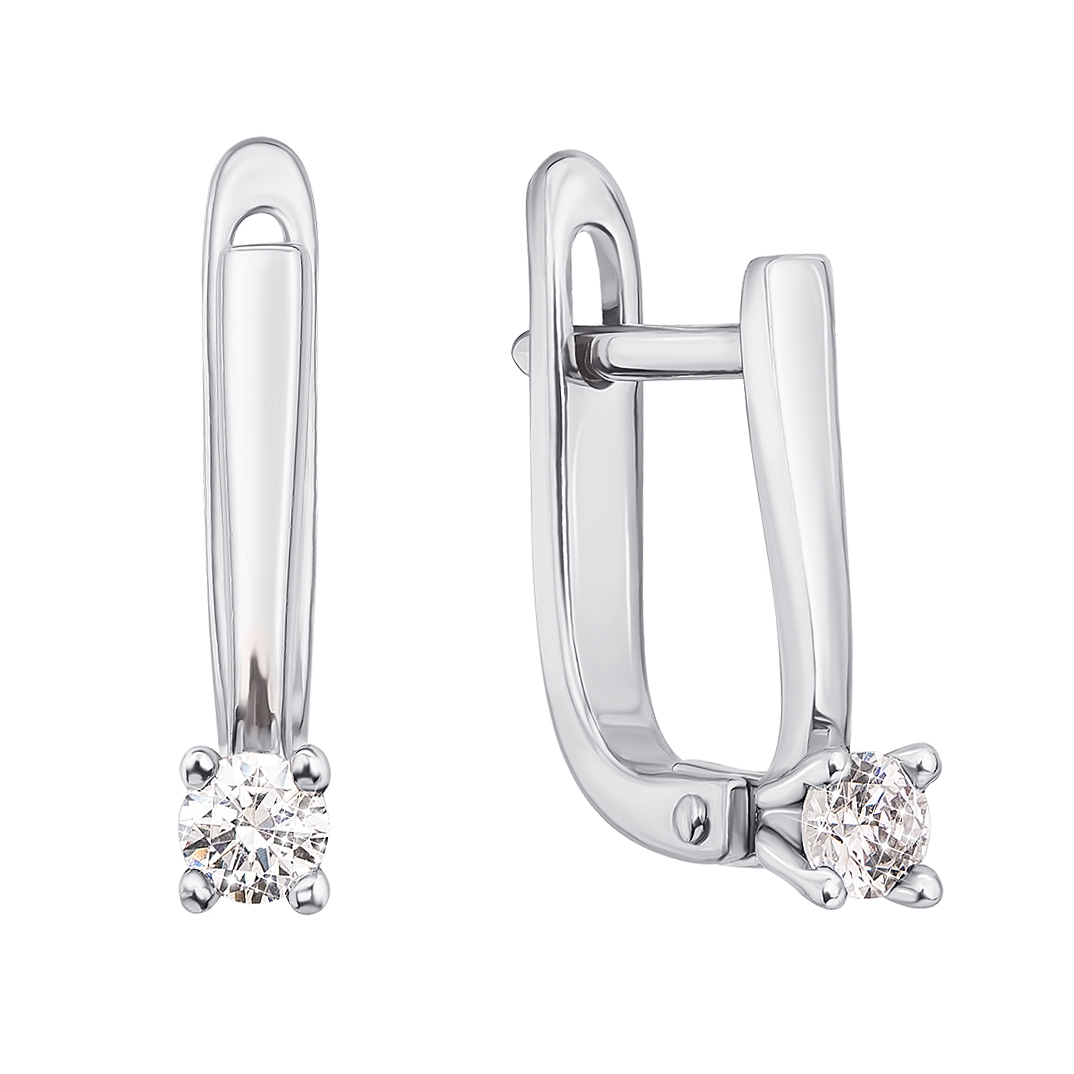 

Золотые серьги Варна в белом цвете с кристаллами Swarovski