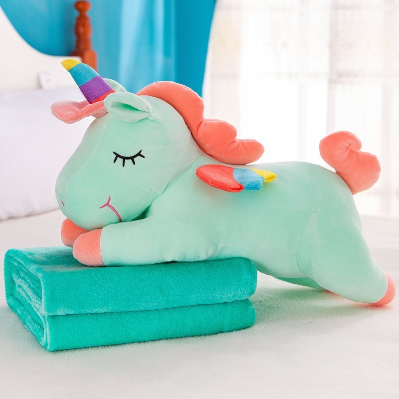 

Плед-Подушка Sofi Soft Единорог зелёный 60 см
