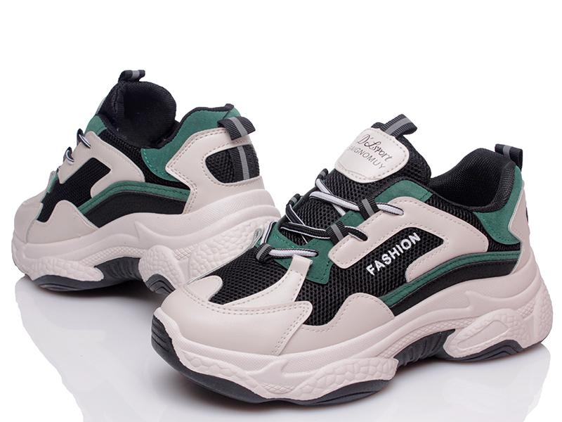 

Женские кроссовки деми Prime T02 WHITE-GREEN-d Бежевый р.37 (23,5 см.)