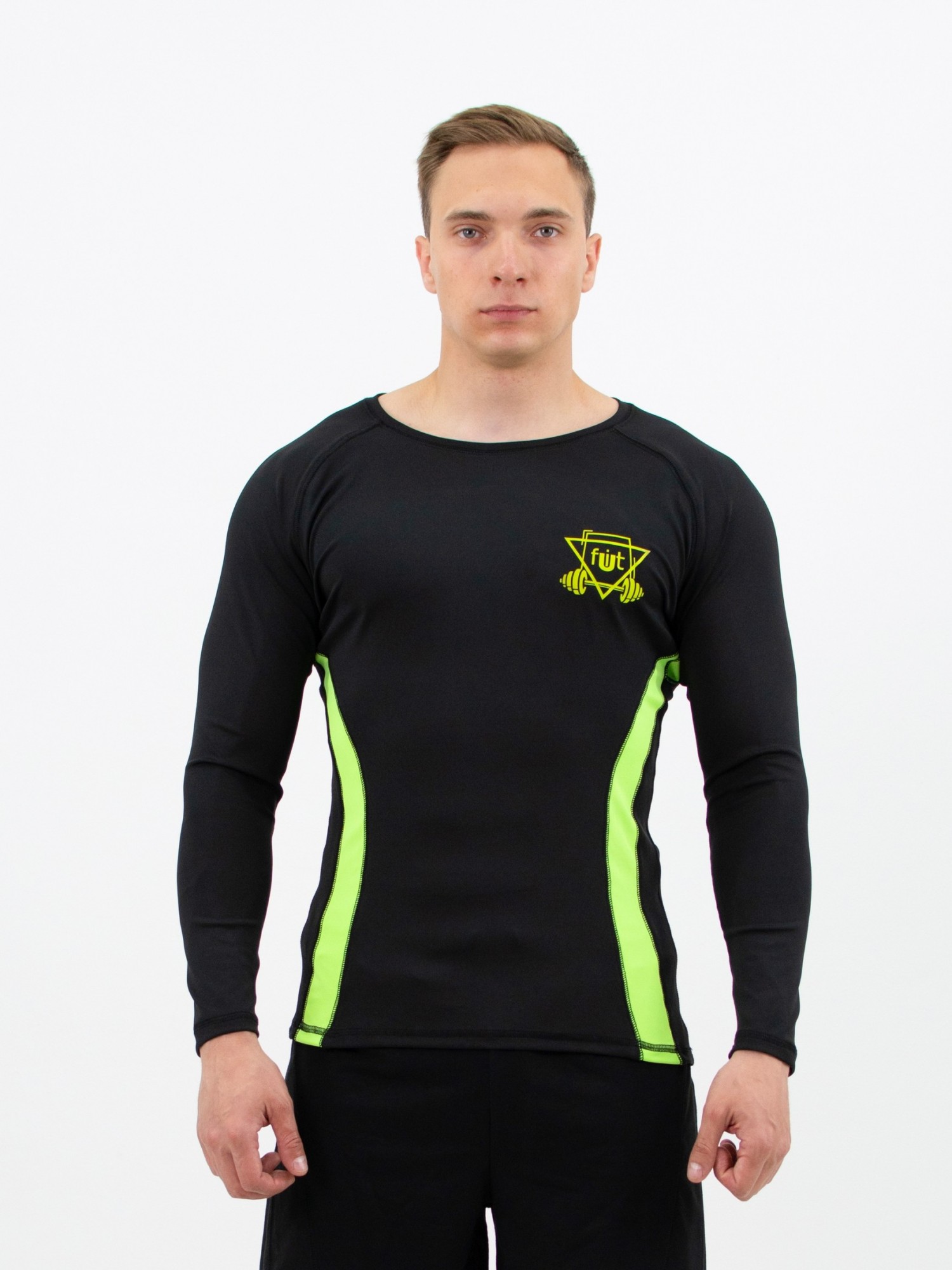 

Рашгард компрессионный мужской fitU Rush G-black  Черно-зеленый, Рашгард компрессионный мужской fitU Rush G-black XL Черно-зеленый