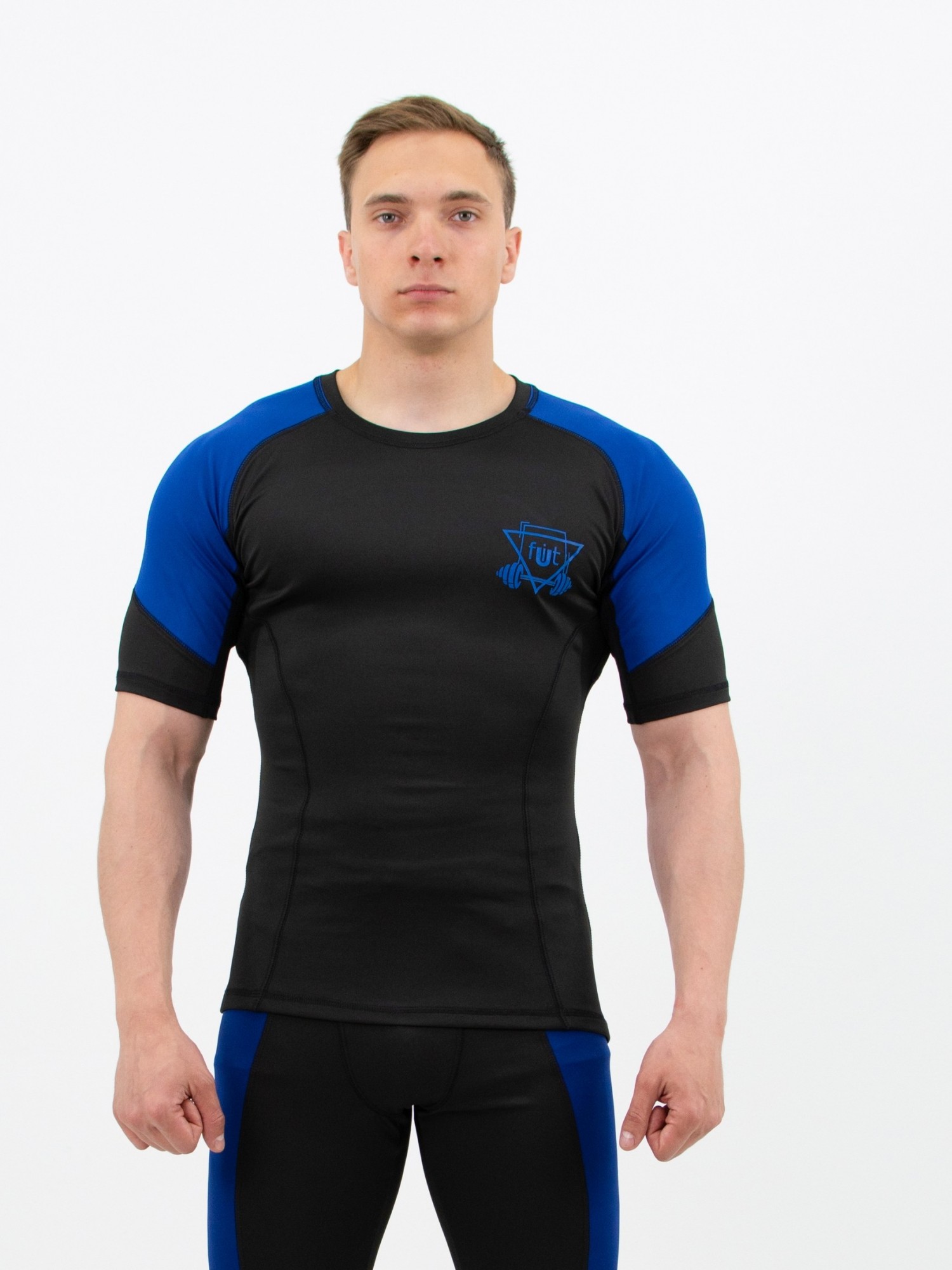 

Рашгард компрессионный мужской fitU Force-sh blue  Черно-синий, Рашгард компрессионный мужской fitU Force-sh blue L Черно-синий