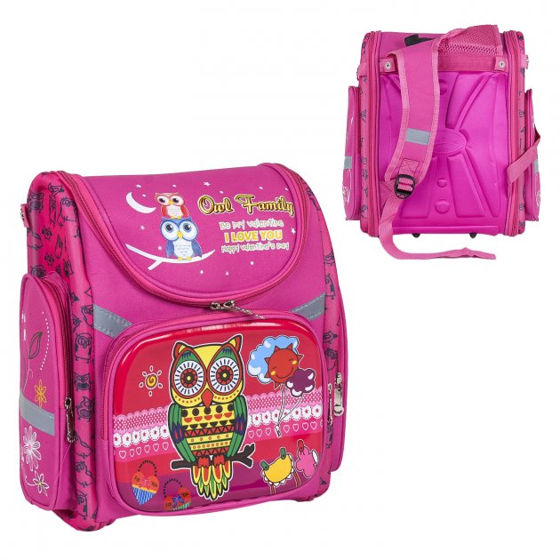 

Рюкзак школьный каркасный ранец Schoolbag C 36185 c 1-м отделением и 3-мя карманами ортопедической спинкой Розовый (123504)