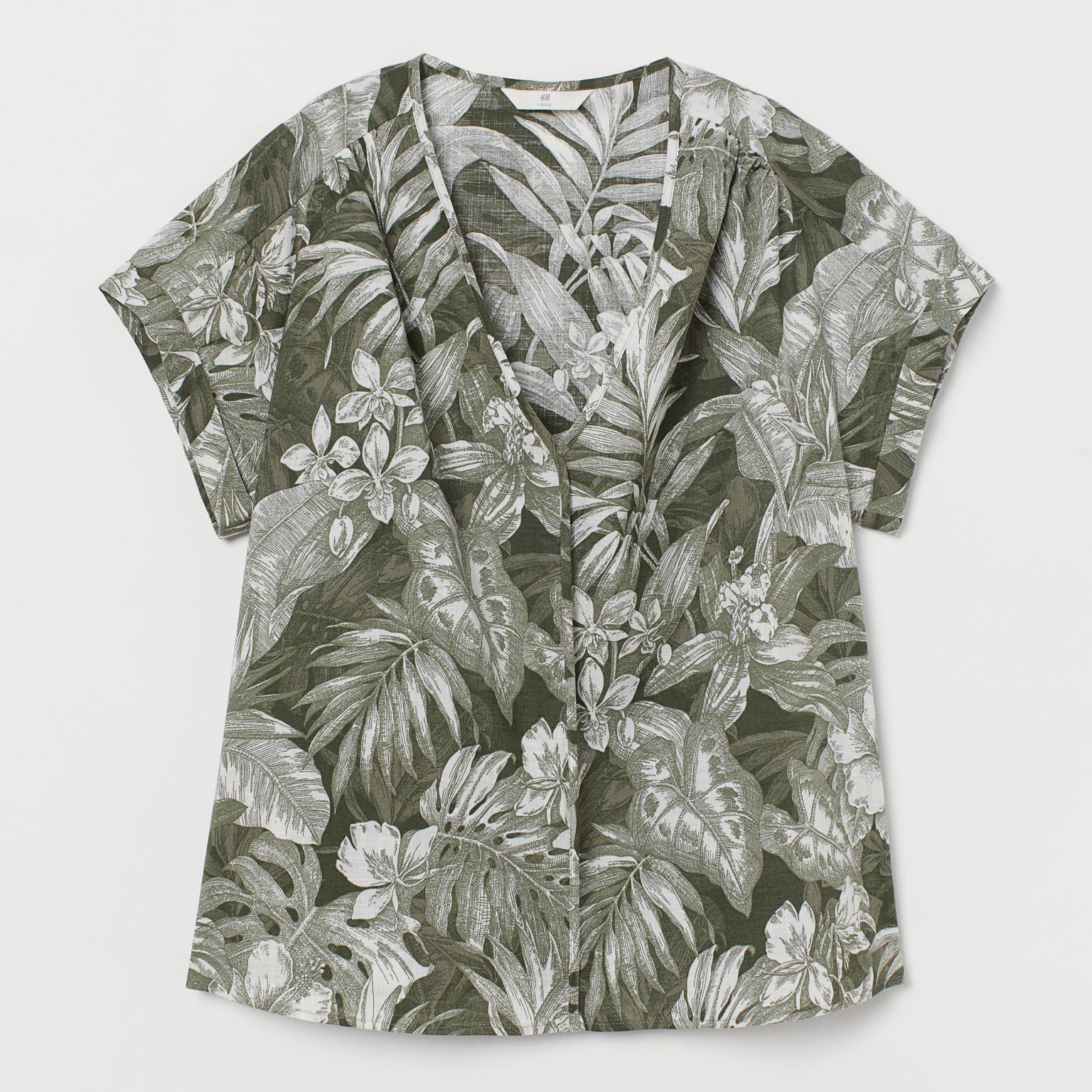 

Блузка H&M 1907-8716902 XL Белая с зеленым