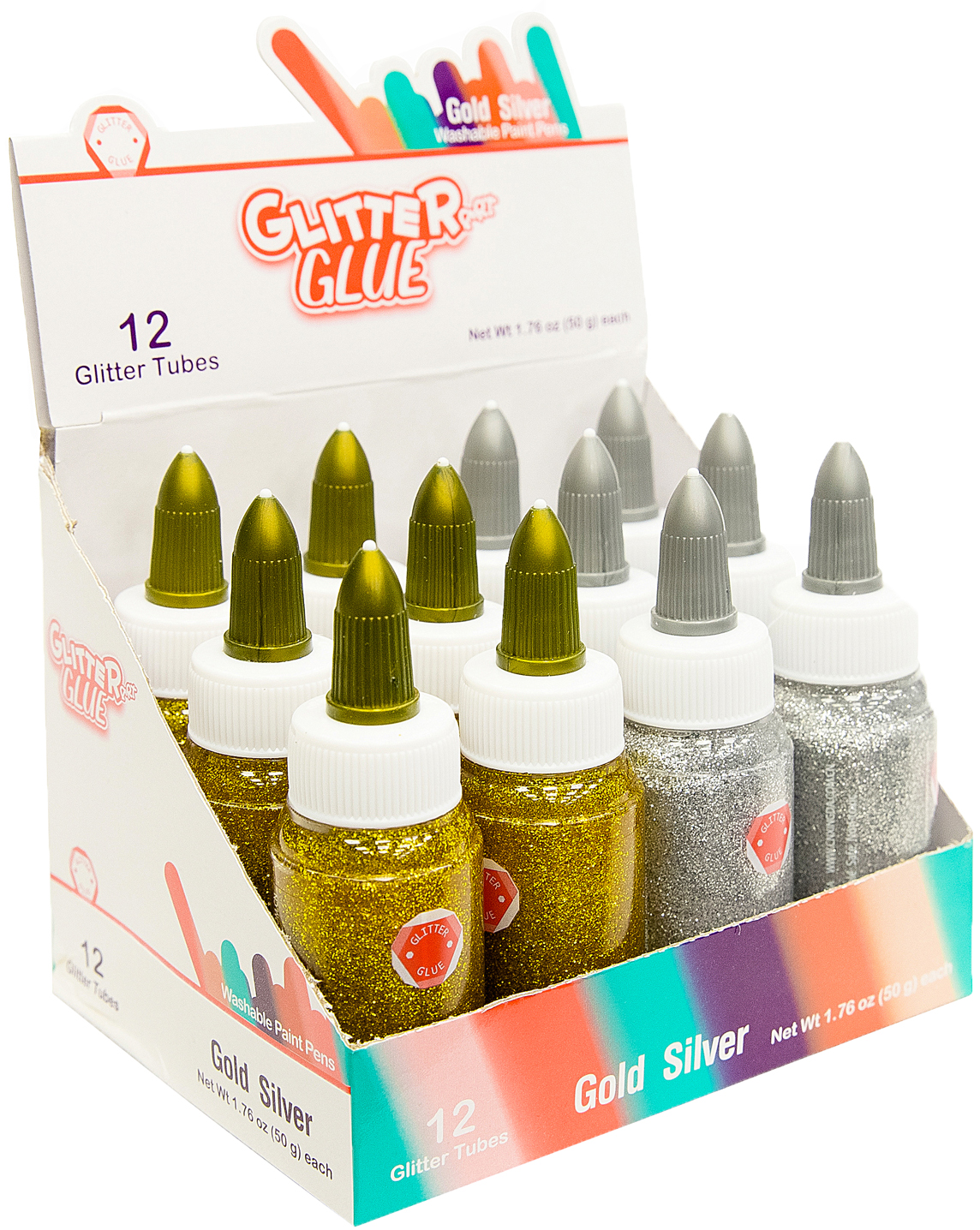 

Клей для слаймов с блестками Malevaro 50 мл 2 цвета по 6 шт (XD12050-GS)