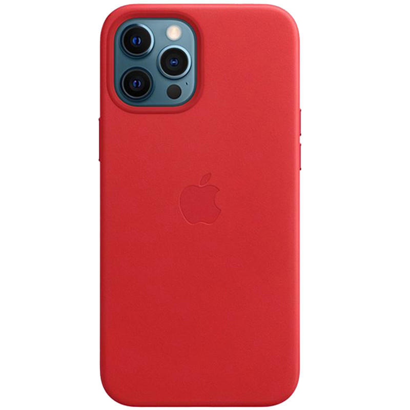 

Кожаный чехол Leather Case (AAA) with MagSafe для Apple iPhone 12 Pro / 12 (6.1") Red Без бренда