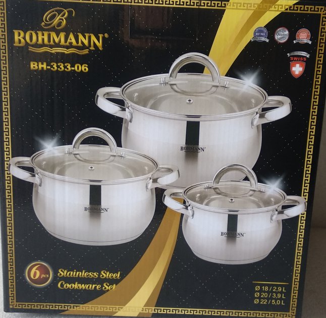

Набор кастрюль из нерж. стали 6 пред. Bohmann BH 333-06