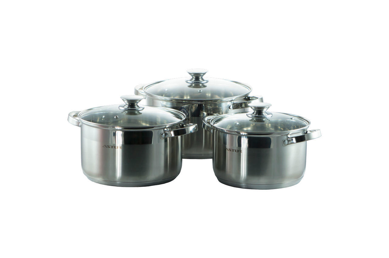 

Набор посуды нержавеющий Astor - 2,1 x 3,9 x 6,1 л (3 шт.)